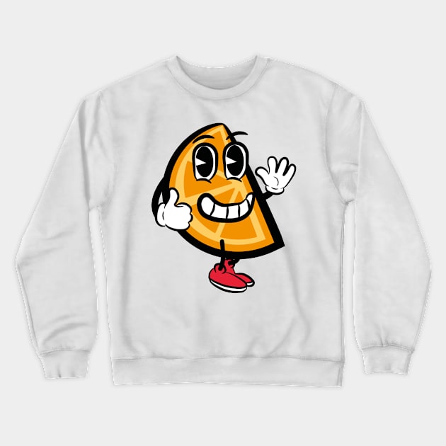 vintage cartoon orange slice giving thumbs up Crewneck Sweatshirt by Captain-Jackson